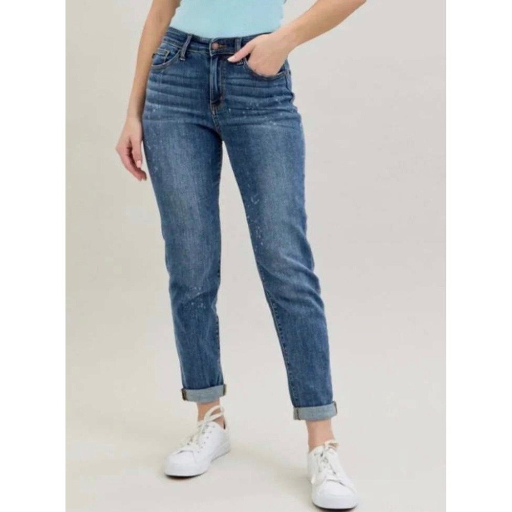 Judy Blue Boyfriend Fit Paint Splatter Bleach Splash Jeans 11 30 High Rise Artsy
